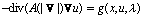 -\text{div} (A(|\nabla u|) \nabla u) = g(x,u,\lambda)
