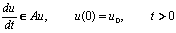 \frac{du}{dt} \in Au,\quad u(0) = u_{0},\quad t > 0,