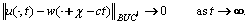 \Vert  u(\,\cdot\,, t) - w(\,\cdot\, + \chi - ct) \Vert _{BUC^{1}}\rightarrow 0\quad\text{as } t \rightarrow \infty.