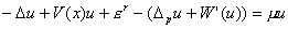 -\Delta u+V(x)u+\varepsilon^r(-\Delta_pu+W'(u))=\mu u