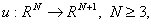 u:\bbbr^{N}\rightarrow \bbbr^{N+1}, N\geq3,