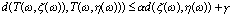 d(T(\omega ,\zeta(\omega)),T(\omega,\eta
(\omega)))\leq \alpha d(\zeta (\omega ),\eta (\omega ))+\gamma