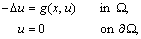 \align -\Delta u =g(x,u) &\text{in }\Omega,\\u=0 &\text{on }\partial\Omega,\endalign