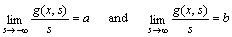 \lim_{s\rightarrow-\infty} \frac{g(x,s)}{s}=a \quad\text{\rm and}\quad \lim_{s\rightarrow\infty}\frac{g(x,s)}{s}=b