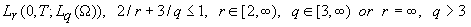 L_r(0,T;L_q(\Omega)), 2/r+3/q\leq 1, r\in[2,\infty), q\in[3,\infty],  or r=\infty, q>3